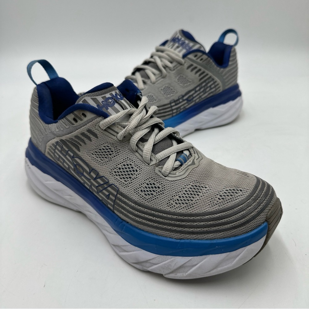 Hoka One One Bondi 6 Wide Men’s 8.5 2E Gray Blue Running Shoes 1019271 VBFG
